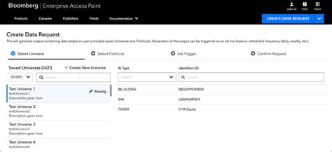 Bloomberg Enterprise Access Point Data Catalog