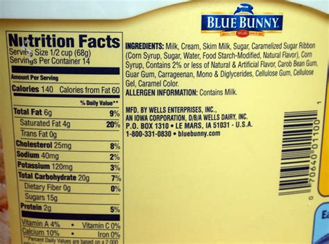 blue bunny ice cream ingredients