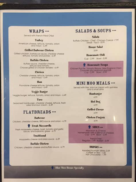blue moo ice cream menu