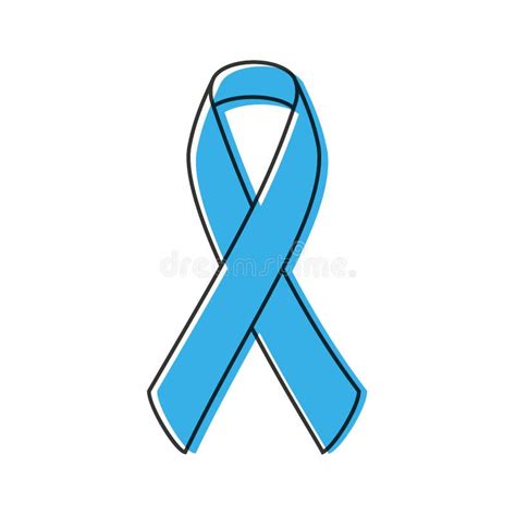 blue ribbon vector black outline, Awareness ribbon black outline light blue stock vector (royalty free