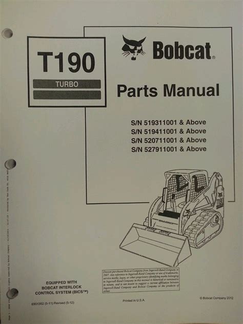 bobcat t190 parts diagram 