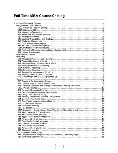 Booth Mba Course Catalog