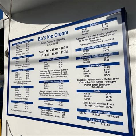 bos ice cream menu