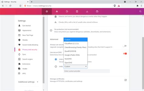 brave browser dns settings, Brave browser settings eraser default setting import select click. Brave browser tips and tricks – eraser