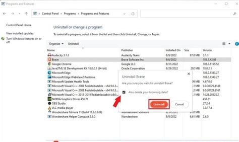 brave browser uninstall command line, How to uninstall brave browser from windows