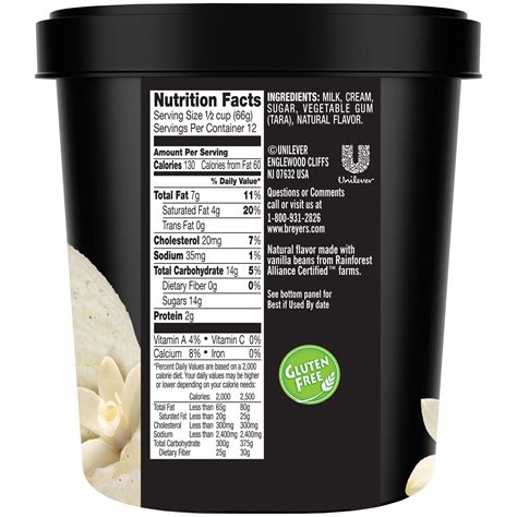 breyers vanilla ice cream nutrition