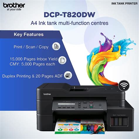 brother dcp t820dw printer, Brother dcp-t820dw all-in one ink tank refill system printer with wi-fi. Dcp refill duplex printing inkjet multifuncion wishlist computerwale