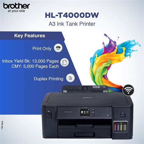 brother hl-t4000dw printer, Brother hl-t4000dw a3 refill ink tank wireless duplex inkjet printer. Brother printer hl ink a3 tank inkjet refill duplex wireless printers printerpoint