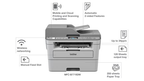 brother printer mfc b7715dw, Mfc multifunction upto ppm monochrome toner networking. Brother mfc-b7715dw 4-in-1 multi-function with automatic 2-sided