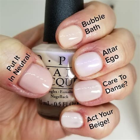 bubble bath color number, Comparison swatches (all opi) ♡ put it in neutral (thumb) • bubble bath