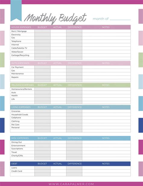Budget Free Printables