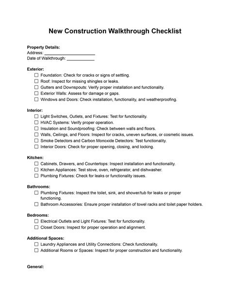 Building Walkthrough Checklist