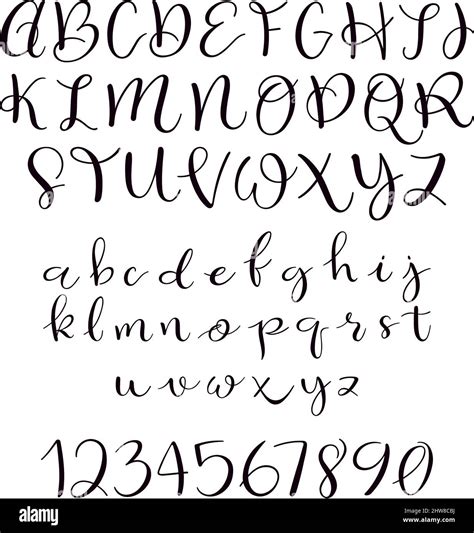 calligraphy alphabet upper and lower, Calligraphic vector script font. upper and lower case letters set