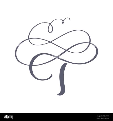 calligraphy letter t icon, T modern calligraphy letter vector icon: vector de stock (libre de