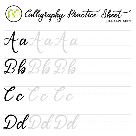 calligraphy letters practice, Calligraphy practice sheets printable free