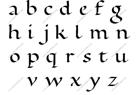calligraphy lowercase letter stencils, Free printable lowercase letter stencils design style 175 calligraphy