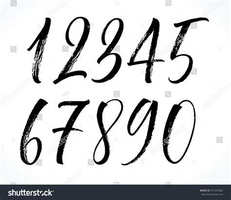 calligraphy numbers logo fonts, Numbers calligraphy design template drawn style hand black vector elements background set white preview font. Numbers set 0-9 in hand drawn calligraphy style in black on a white
