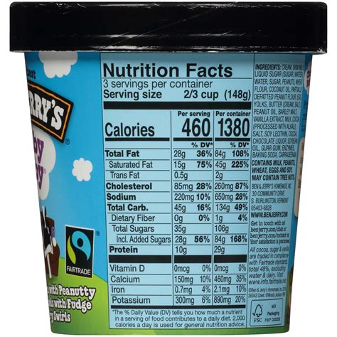 calories in a pint of ben & jerrys ice cream