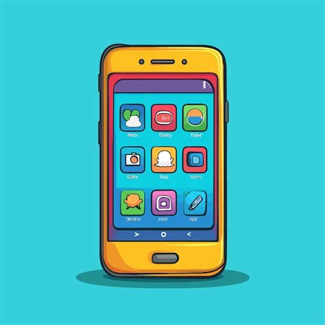 cell phone app cartoon, Premium vector