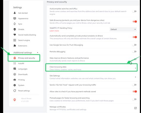 change brave browser cache location, How to change brave browser default search engine