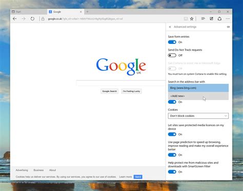 change my web browser to google search engine, How to change default search engine to google in microsoft edge browser