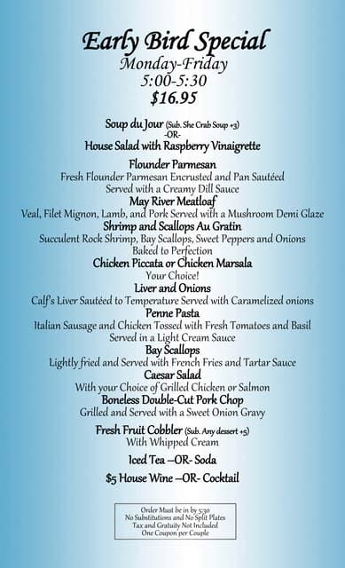 Chart House Early Bird Menu