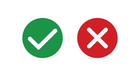 check mark green and x, Check mark icons for web. checkmark x symbols on white isolated