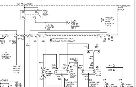 chevy avalanche tail light diagram 