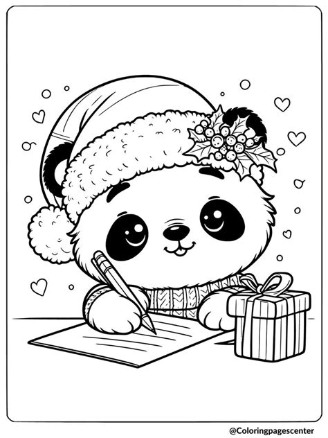christmas panda coloring sheet, Panda coloring skating clipart white
