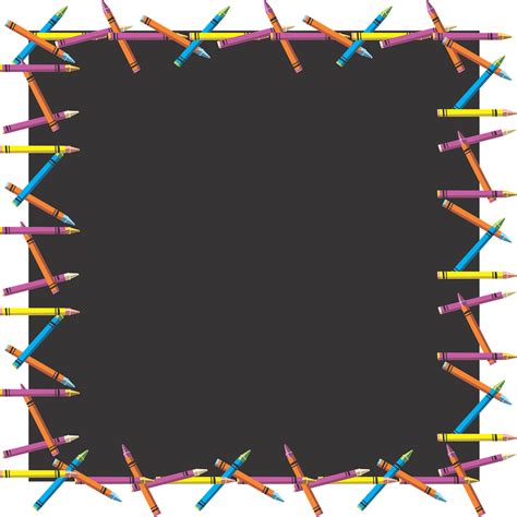 circle crayon border frame, Colorful crayons frame border on white background, crayons colorful