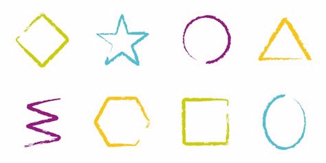 circle triangle square blue yellow crayon, Crayon hand drawn circle square triangular stock vector (royalty free