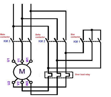 circuit diagram 3 phase star delta starter 