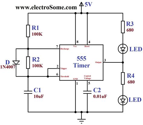 circuit diagram 555 timer ic 