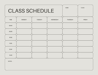 Class Schedule Template