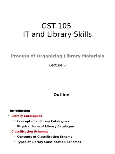 Classification Of Library Materials And Catalogues