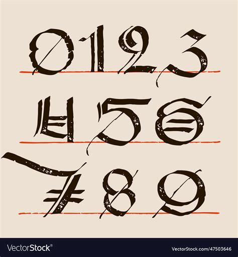 clip art calligraphy numbers, Numbers set in hand drawn calligraphy style. stock vector. Calligraphy drawn