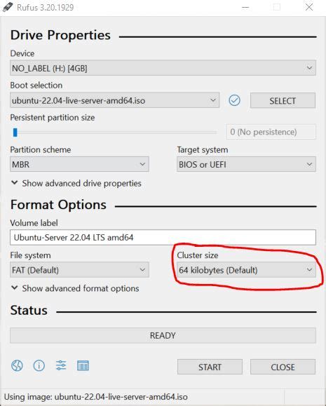 cluster size in rufus, How to easily create a bootable linux installation usb drive using rufus