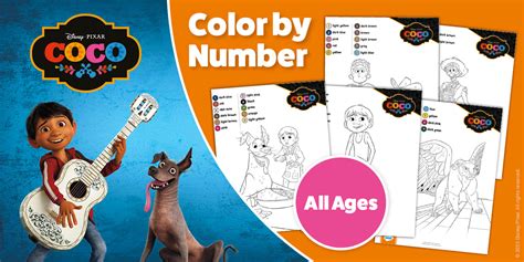 coco color by number, 24 coco coloring pages (free pdf printables)