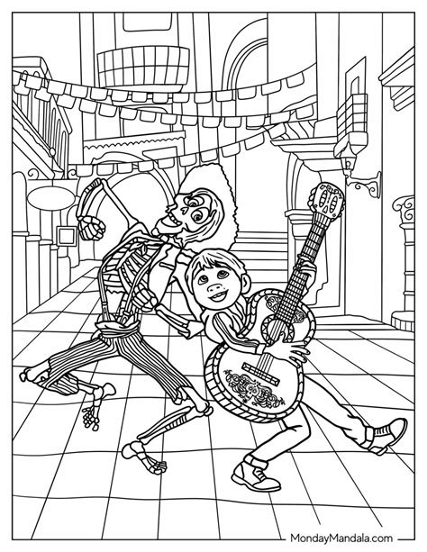 coco guitar coloring page, Guitar drawing, coco costume, coco