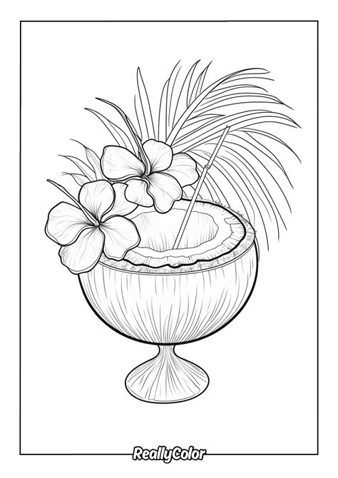 coconut drink coloring page, Coloring pages