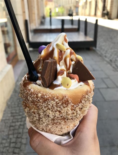 coffee ice cream in a donut cone