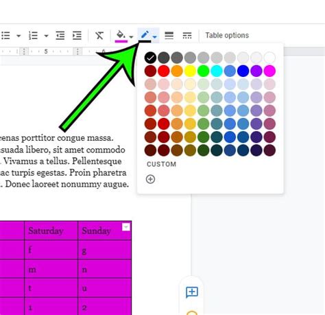 color table google docs, How to fill a table with color in google docs