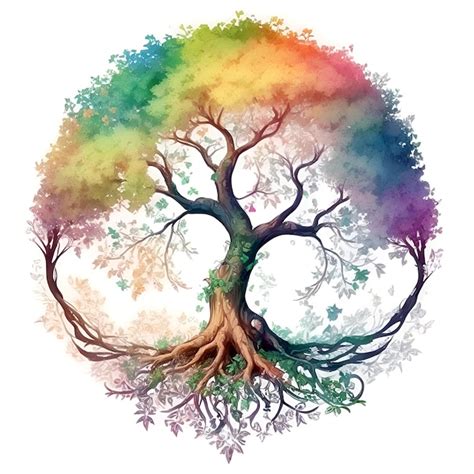 colored tree of life, Watercolored autumn tree of life canvas, boho wall decor