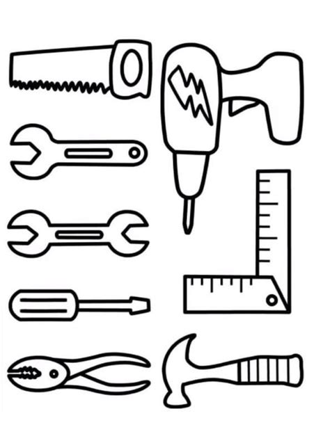 coloring page of tools, Free printable tools coloring page