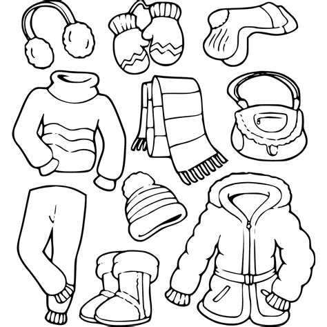 coloring pages of winter clothes, Clothes for winter on a coloring page 567