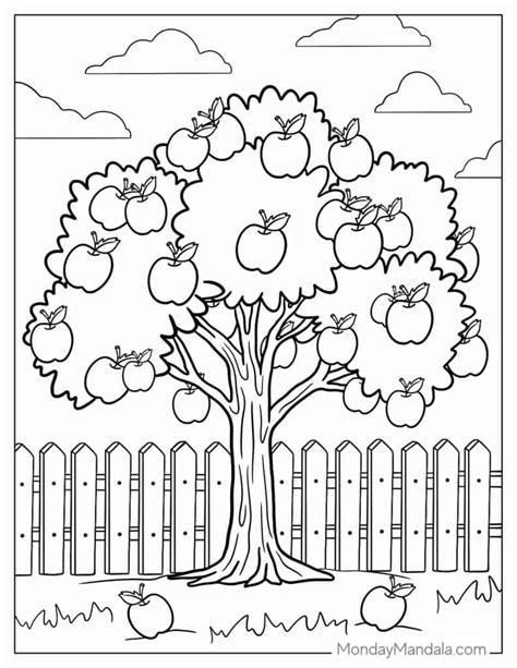 coloring tree with fruits, Coloring pages fruit