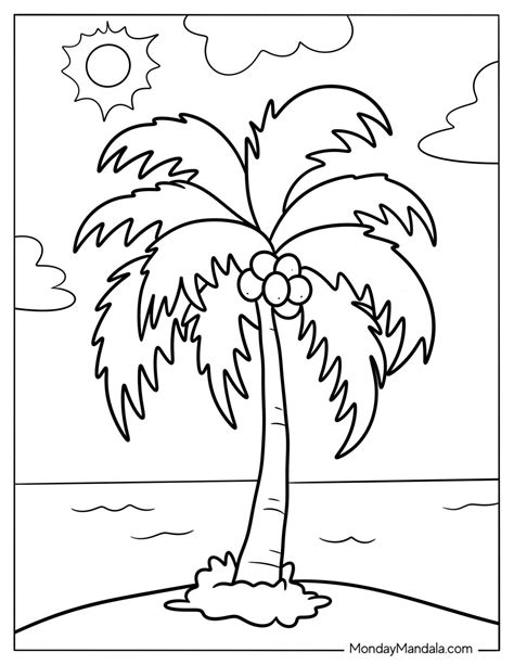colouring pages coconut tree, 