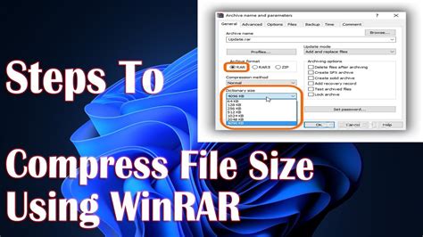 compress winrar file size, How to compress to rar file (stepwise guide)