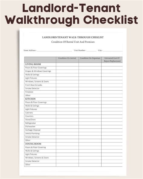 Condo Rental Walkthrough Checklist