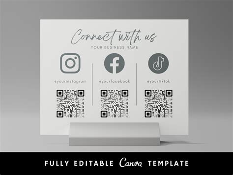 connect with us qr code sign, A clear acrylic sign with a qr code on it that says connect with us